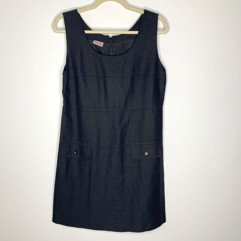 STEFANEL Black Sleeveless Italian Classic Shift Dress Sz L‎
